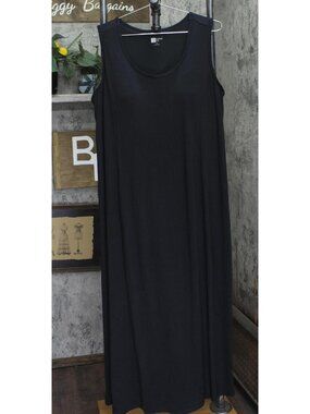 Modern Soul Soothing Knit Jersey Maxi Dress with Support Bra A686345 Black 1X